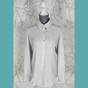 Oak & Fort Pale Blue Crinkle Stretch Button Front Shirt